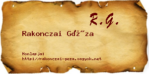 Rakonczai Géza névjegykártya